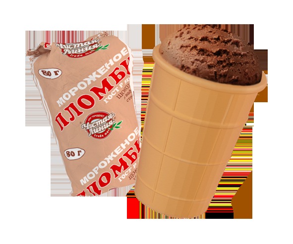 Мороженое Пломбир шоколадный в вафельном стаканчике