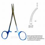 Зажим кровоостанавливающий 1х2 зубый зубчатый изогнутый по плоскости (для новорожденных и детей раннего возраста) Зт-80