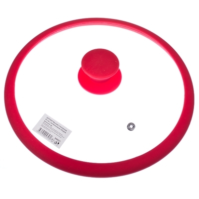 Крышка стеклянная 22см Satoshi с силиконовым ободом + ручка красный цв. 848-026