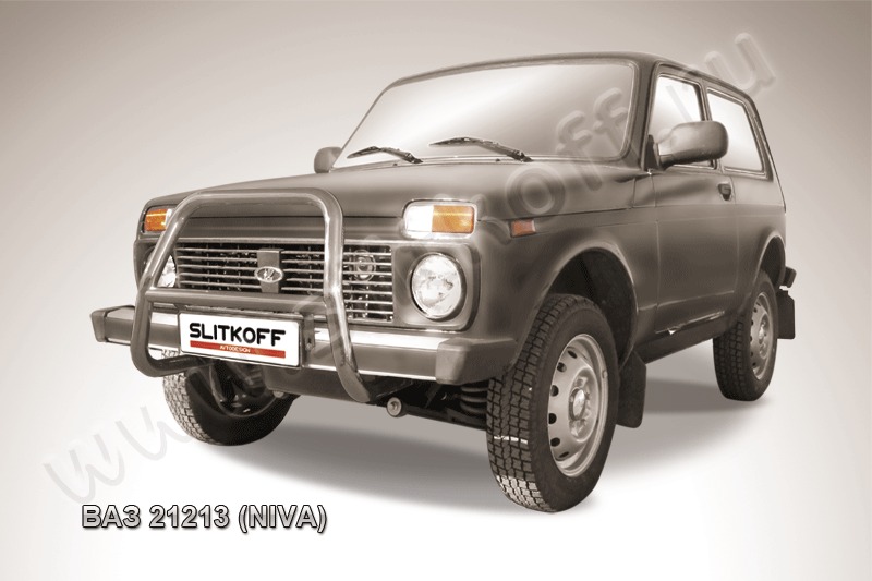 Кенгурятник d57 высокий из нержавеющей стали Lada 4x4 (ВАЗ 21213 NIVA) Niv001