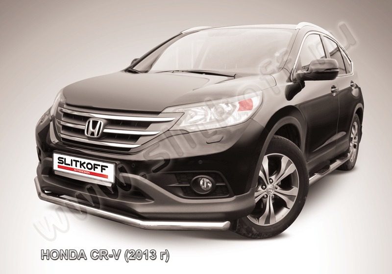 Защита переднего бампера d57 из нержавеющей стали Honda CR-V (2013) (2L) HCRV13-004