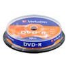 Диск DVD-R 4.7Gb,  Verbatim  16x cake 10 (43523)