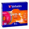 Диск DVD-R 4.7Gb,  Verbatim  16x slim Color (43557)