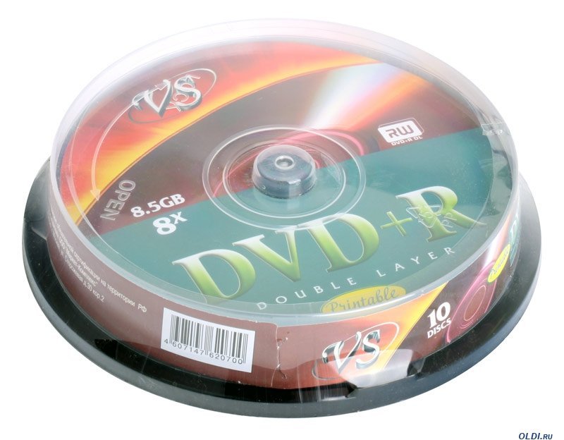 Диск DVD+R 8,5Gb DL Vs 8x cake 10
