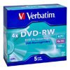 Диск DVD-RW 4.7Gb,  Verbatim  4x Jewel (43285)