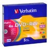 Диск DVD+RW 4.7Gb,  Verbatim  4x slim Color (43297)