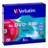Диск DVD-RW 4.7Gb,  Verbatim  4x slim Color (43563)