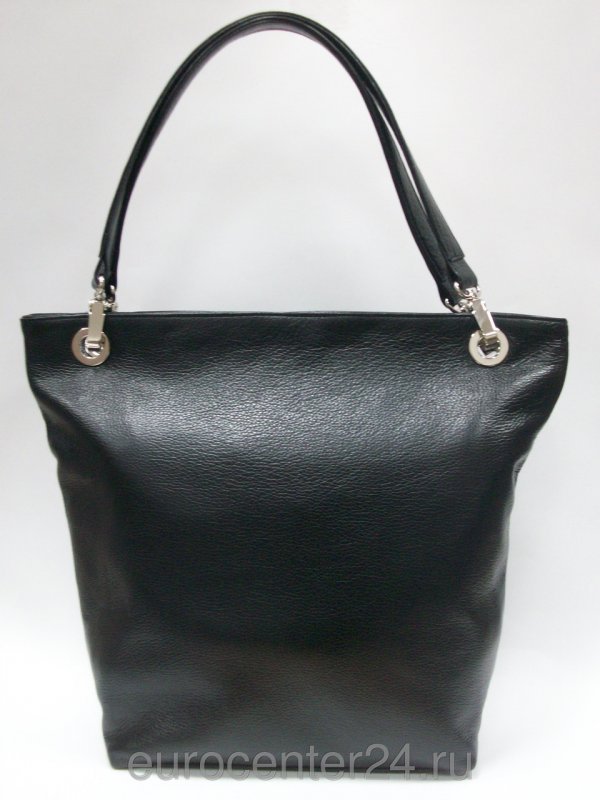 Большая женская черная кожаная сумка