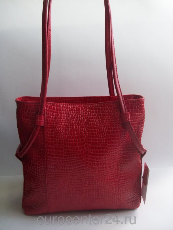 Красная кожаная сумка из натуральной кожи