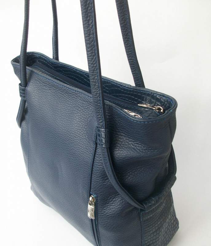 Синяя женская кожаная сумка  М 42
