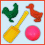 Набор прогулочный: мяч 120 мм, совочек, детские песочницы -утка, петух.