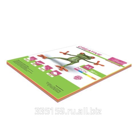 Бумага Creative color (Креатив), А4, 80 г/м2, 50 л. (5 цв.х10 л.), цветная неон, БНpr-50r