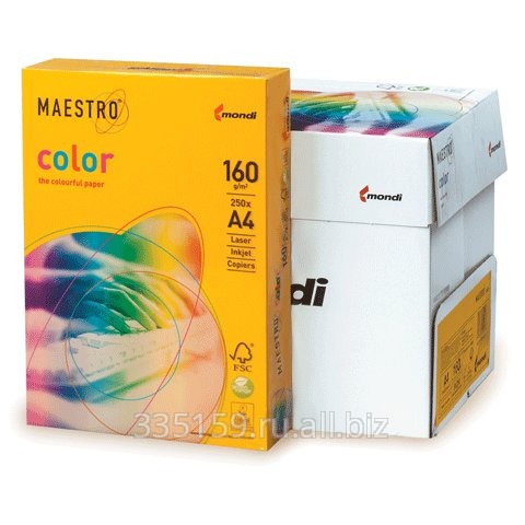 Бумага Maestro color А4, 160 г/м2, 250 л., интенсивная солнечно-желтая SY40