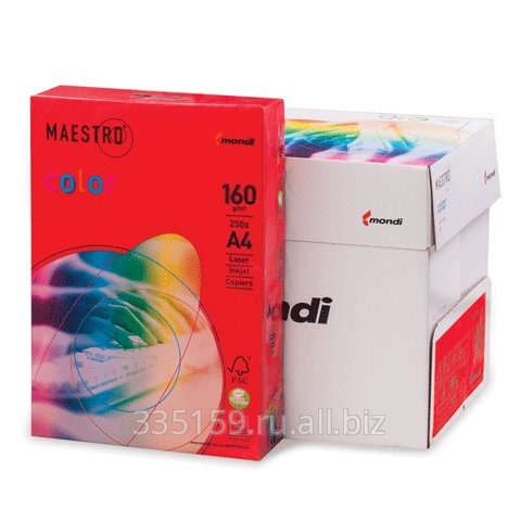 Бумага Maestro color А4, 160 г/м2, 250 л., интенсивная кораллово-красная CO44