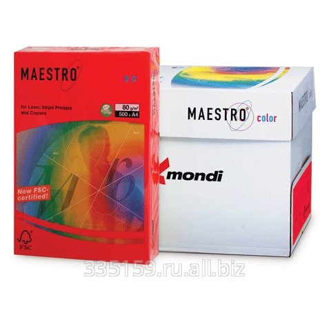 Бумага Maestro color А4, 80 г/м2, 500 л., интенсивная кораллово-красная CO44