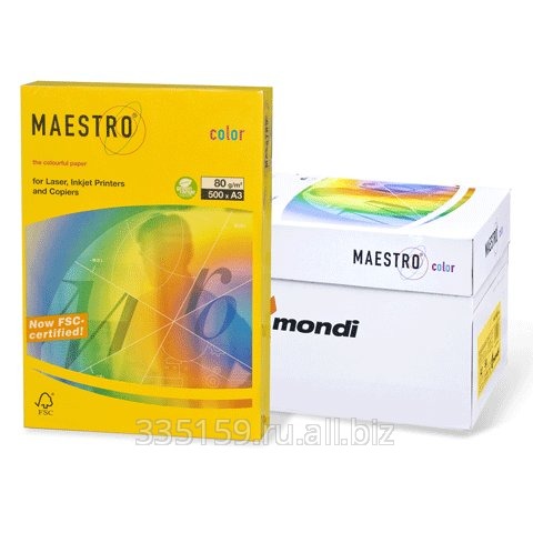 Бумага Maestro color А3, 80 г/м2, 500 л., интенсивная канареечно-желтая CY39