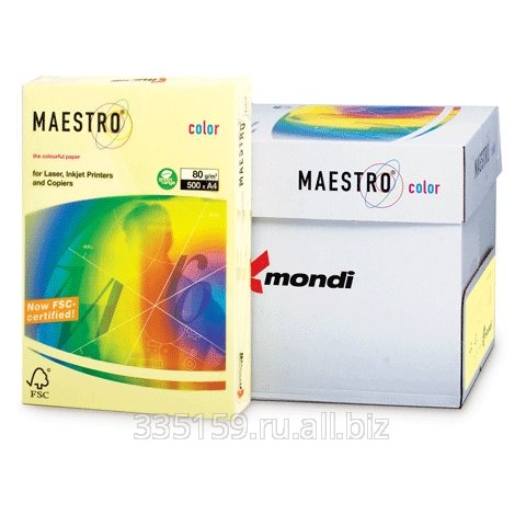 Бумага Maestro color А4, 80 г/м2, 500 л., пастель желтая YE23