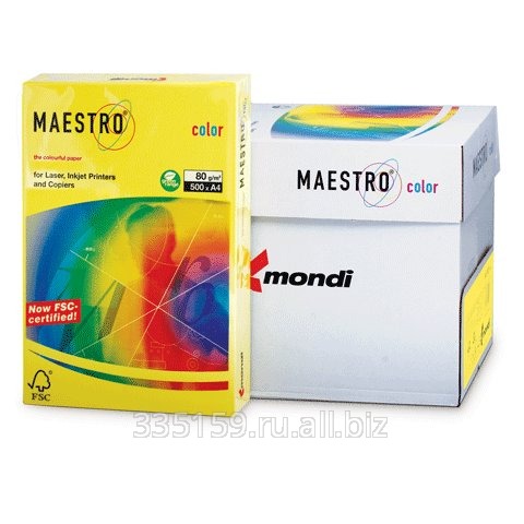 Бумага Maestro color А4, 80 г/м2, 500 л., умеренно-интенсивная (тренд), лимонно-желтая ZG34