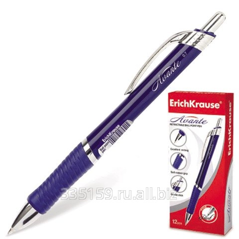 Ручка шариковая Erich Krause автоматическая Avante, резиновый упор, толщина письма 0,7 мм, синяя