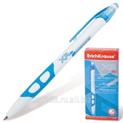 Ручка шариковая Erich Krause, автоматическая, XR-30, корпус бело-голубой, 0,7 мм, синяя