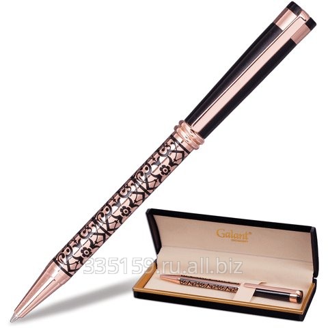Ручка шариковая Galant GFP037, подарочная, корпус золотистый/черный, золотистые детали, синяя