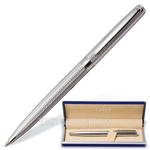 Ручка шариковая Galant GFP027, подарочная, корпус серебристый, хромированные детали, синяя