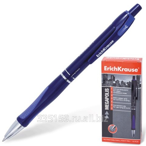 Ручка шариковая Erich Krause, автоматическая, Megapolis Concept, корпус синий, 0,7 мм, синяя