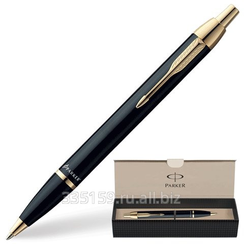 Ручка шариковая Parker IM Black GT, корпус черный, позолоченные детали