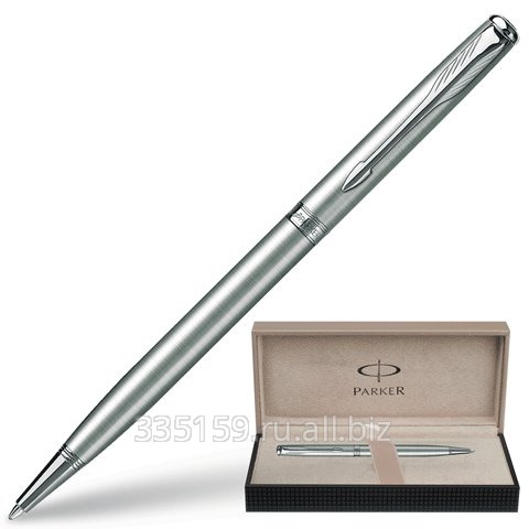 Ручка шариковая Parker Sonnet Stainless Steel Slim CT, корпус нержавеющая сталь, хромир. детали