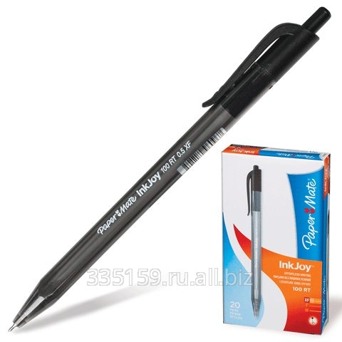 Ручка шариковая Paper Mate автоматическая InkJoy 100 RT, корпус черный, толщина письма 0,5 мм, черная