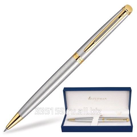 Ручка шариковая Waterman Hemisphere Stainless Steel GT, корпус латунь, позолоч. детали, S0920370,син