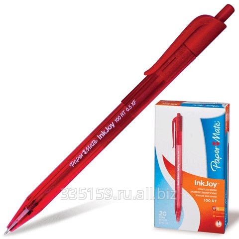 Ручка шариковая Paper Mate автоматическая InkJoy 100 RT, корпус красный, толщина письма 0,5 мм, красная
