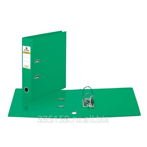 Папка-регистратор Brauberg (Брауберг) с двухсторонним покрытием из ПВХ, 70 мм, светло-зеленая