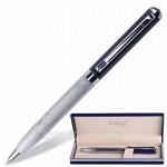 Ручка шариковая Galant GFP028, подарочная, корпус серебристый/синий, хромированные детали, синяя