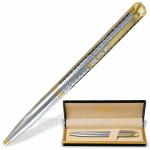 Ручка шариковая Galant GFP023, подарочная, корпус серебристый, золотистые детали, синяя