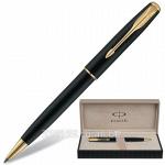 Ручка шариковая Parker Sonnet Matte Black, корпус матовый черный, позолоченные детали