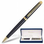 Ручка шариковая Waterman Hemisphere Matt Black GT, корпус черный, позолоченные детали, синяя