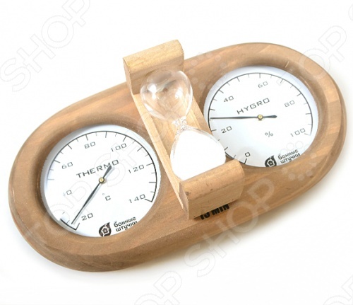 Термометр для бани и сауны Банные штучки с гигрометром и песочными часами