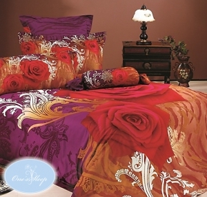 Комплект постельного белья из мако-сатина с купонным рисунком One'sSleep Красно-фиолетовый