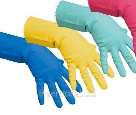 Резиновые перчатки многоцелевые, в ассортименте - 10 шт/уп, 5 уп/кор