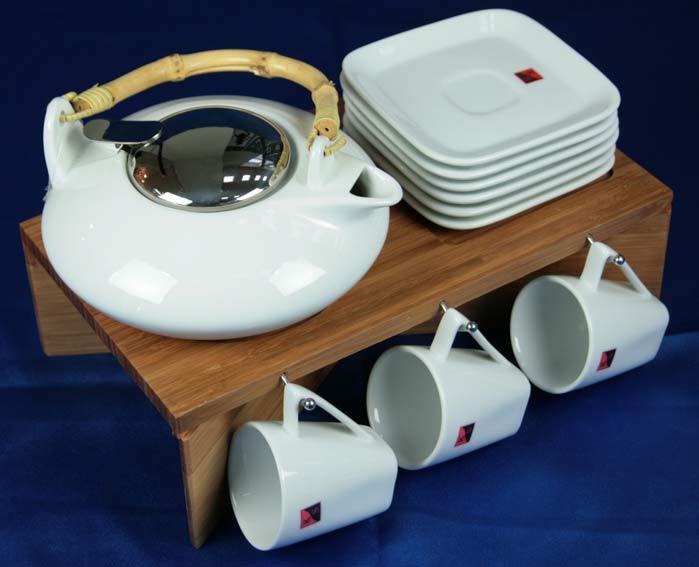 Подарочный чайный набор на бамбуковой подставке на 6 персон (665509)