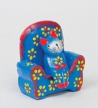 В1-0240 статуэтки mini кошка в кресле, цвет-голубой (784620)