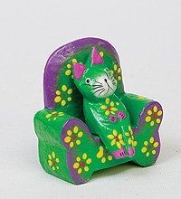 В1-0239 статуэтки mini кошка в кресле, цвет-зеленый (784619)