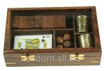 Подарочный набор игр: домино, игральные карты, кости, 2 стаканчика 22*14*5см (760592)