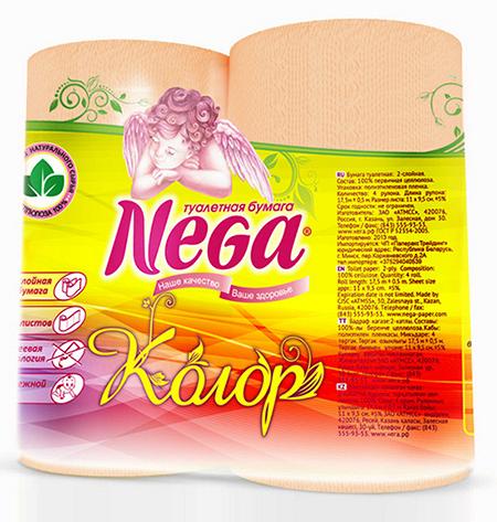 Бумага туалетная Nega Color, 2 слоя, 4 шт/уп