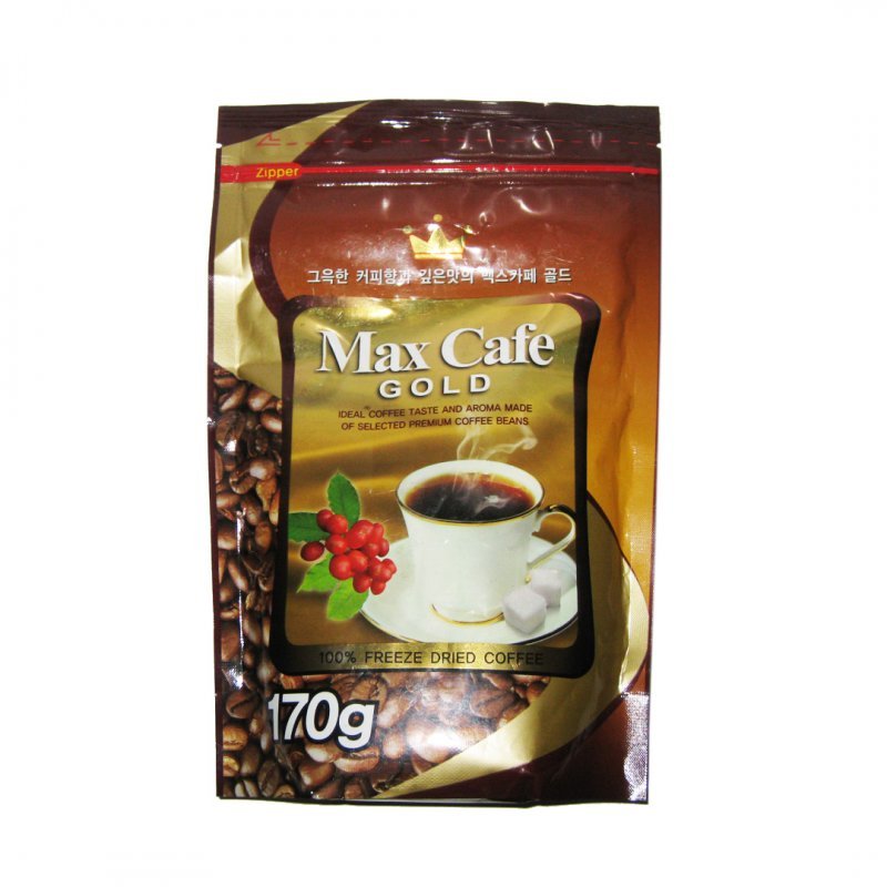 Натуральный растворимый сублимированный кофе Max Cafe Gold мягкий вкус мягкая упаковка 170 гр