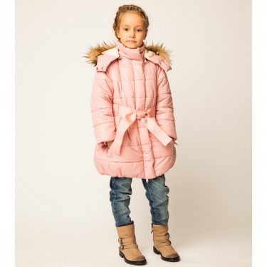 Д800 Куртка удлиненная для девочки, дымчато-розовый