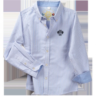 М536 Рубашка для мальчика, оксфорд в бело-голубую полоску