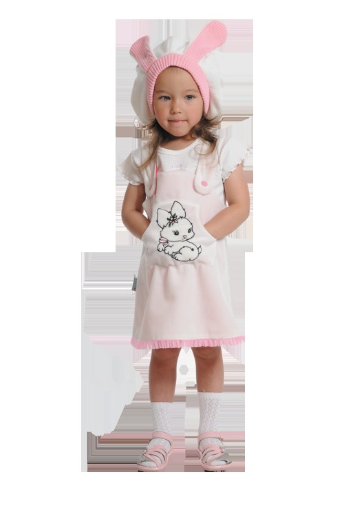 Детский карнавальный костюм Зайка бело-розовая