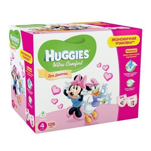 Подгузники Huggies Ultra Comfort Дисней 4  для девочек 8-14  кг 126 шт промо
